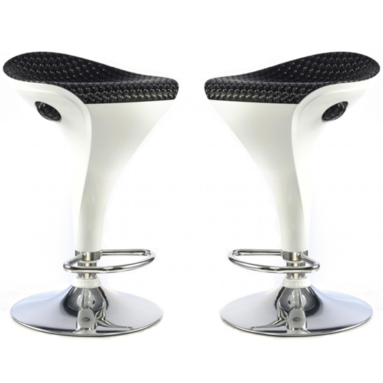 Welford White And Black Textilene Seat Bar Stools In Pair