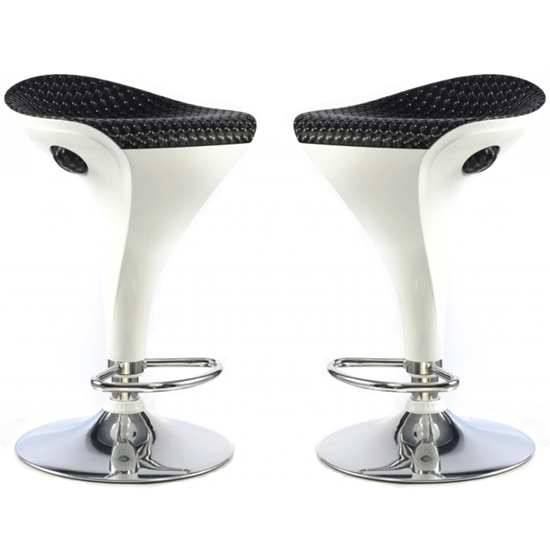 Welford White And Black Textilene Seat Bar Stools In Pair