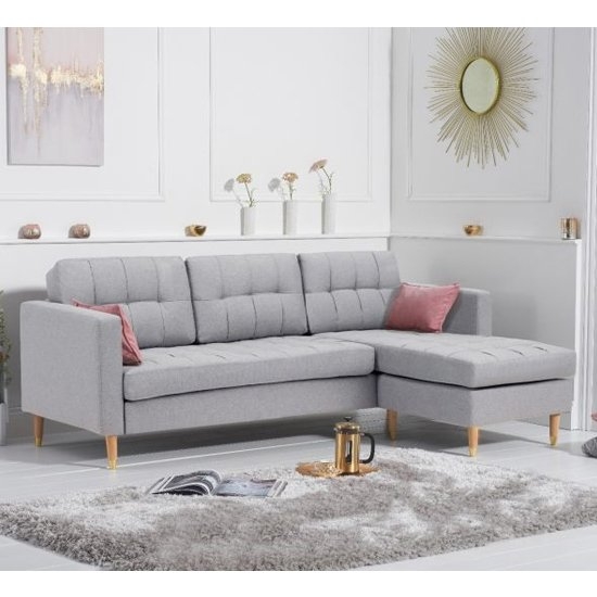 West Ridge Linen Fabric Upholstered Reversible Corner Chaise Sofa In Grey