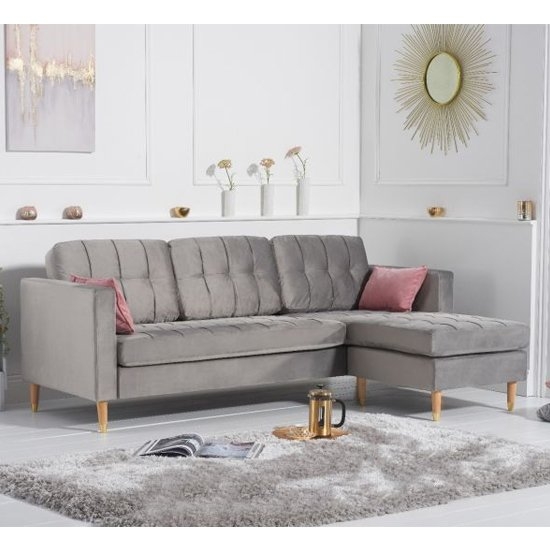West Ridge Velvet Upholstered Reversible Corner Chaise Sofa In Grey