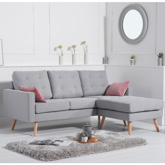 Wester Reversible Linen Upholstered Corner Chaise Sofa In Grey