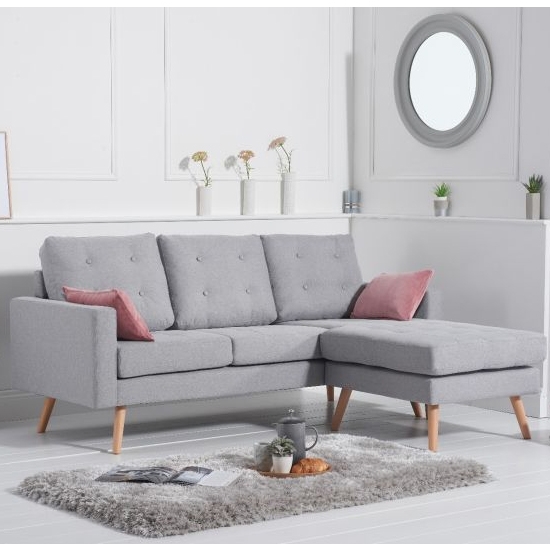 Wester Reversible Linen Upholstered Corner Chaise Sofa In Grey
