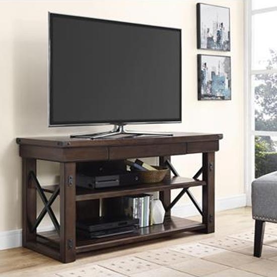 Wildwood Wood Veneer 2 Shelves Tv Stand In Espresso