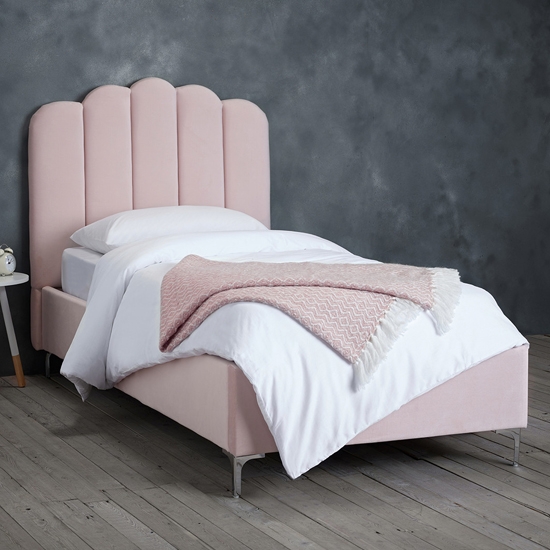 Willow Polyester Fabric Single Bed In Pink