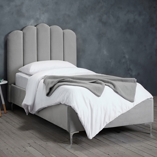 Willow Polyester Fabric Single Bed In Silver