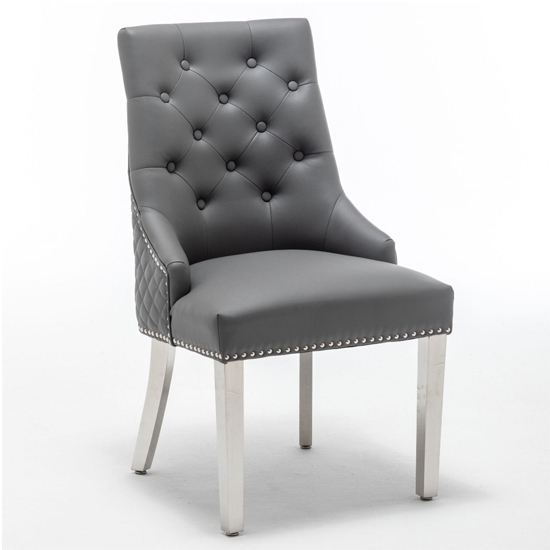 Winchester Faux Leather Dining Chair In Grey