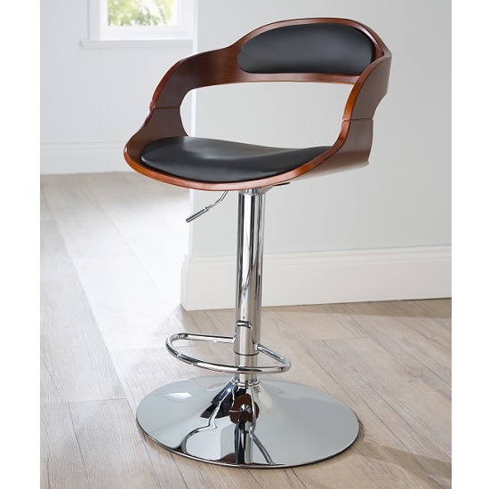 Windsor Faux Leather Bar Stool In Black And Walnut