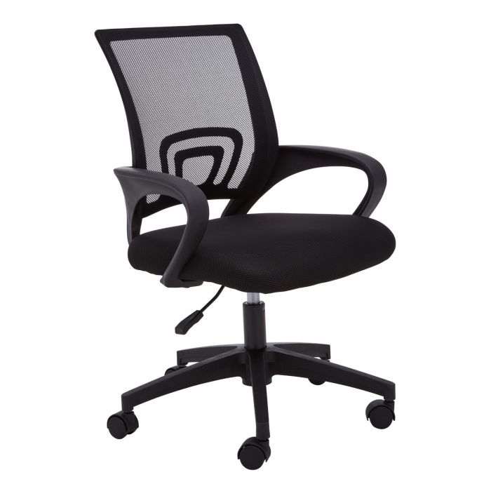 Wostan Nylon Home And Office Chair In Black With Black Armrest