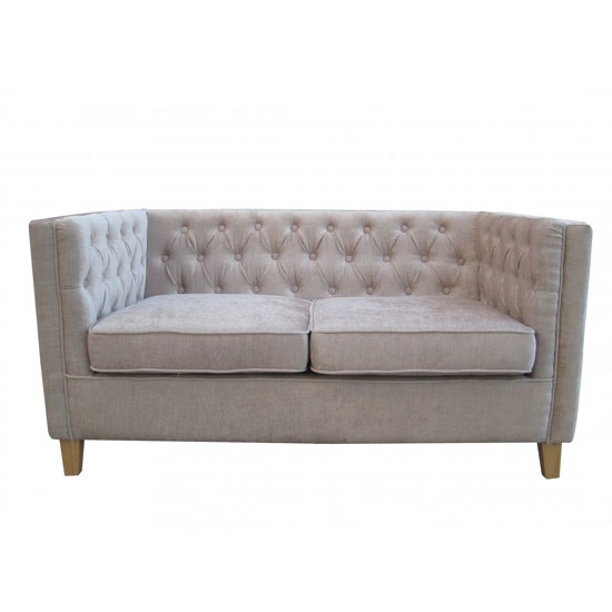 York Fabric Upholstered 2 Seater Sofa In Mink