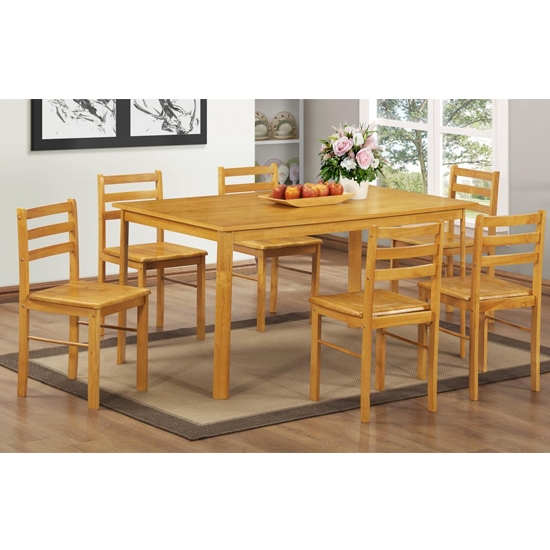 York Large Wooden Dining Set In Natural Oak With 6 Chairs