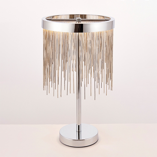 Zelma Waterfall Table Lamp In Polished Chrome And Silver