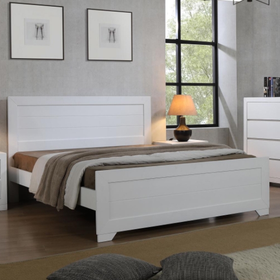 Zircon Wooden King Size Bed In White